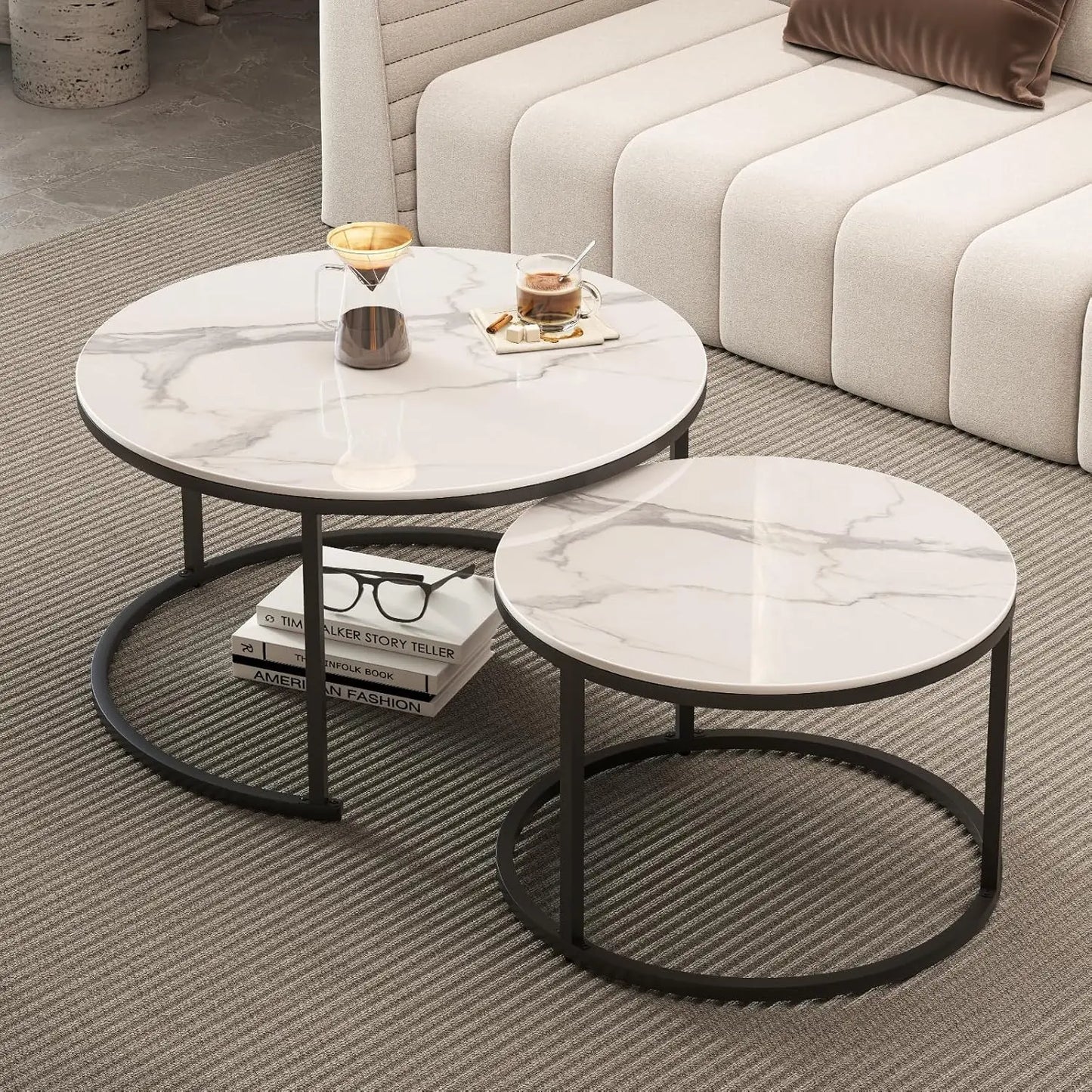 Round Sintered Stone Nesting Coffee Table
