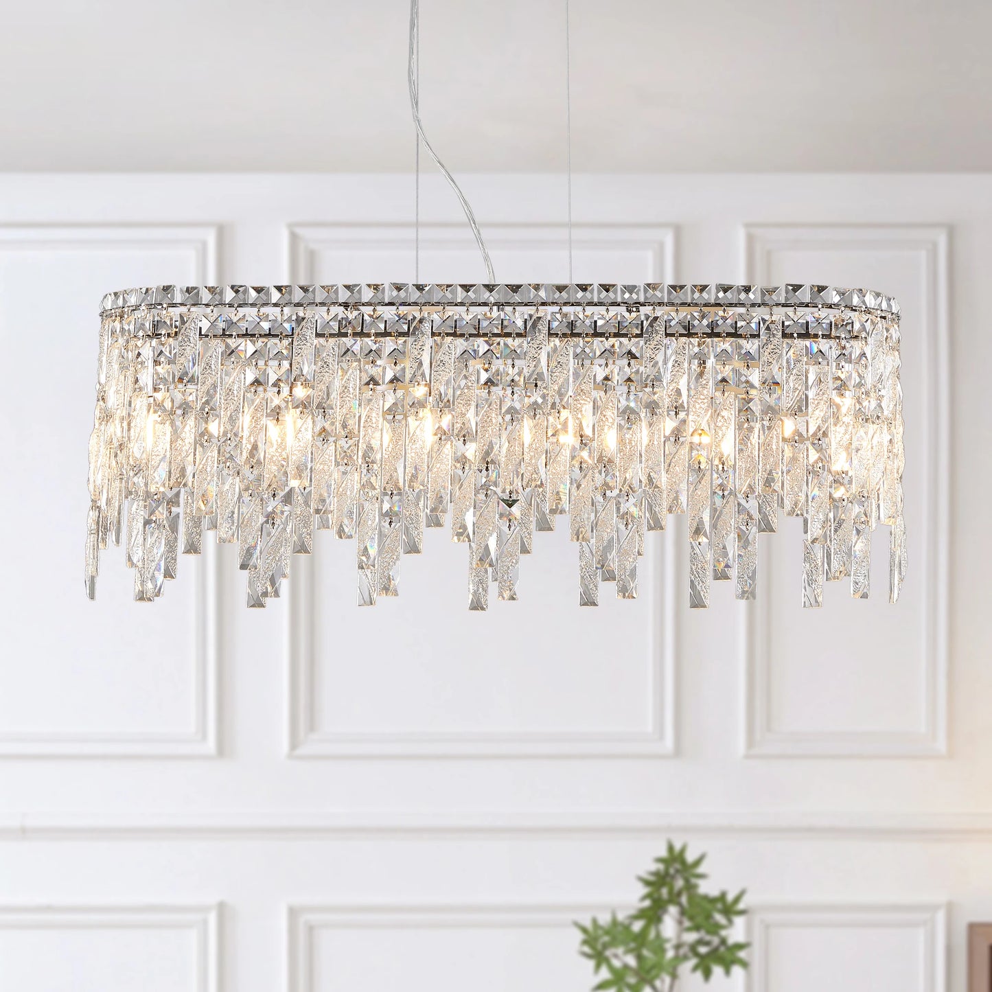 35“ Modern Crystal Chandelier Pendant Light