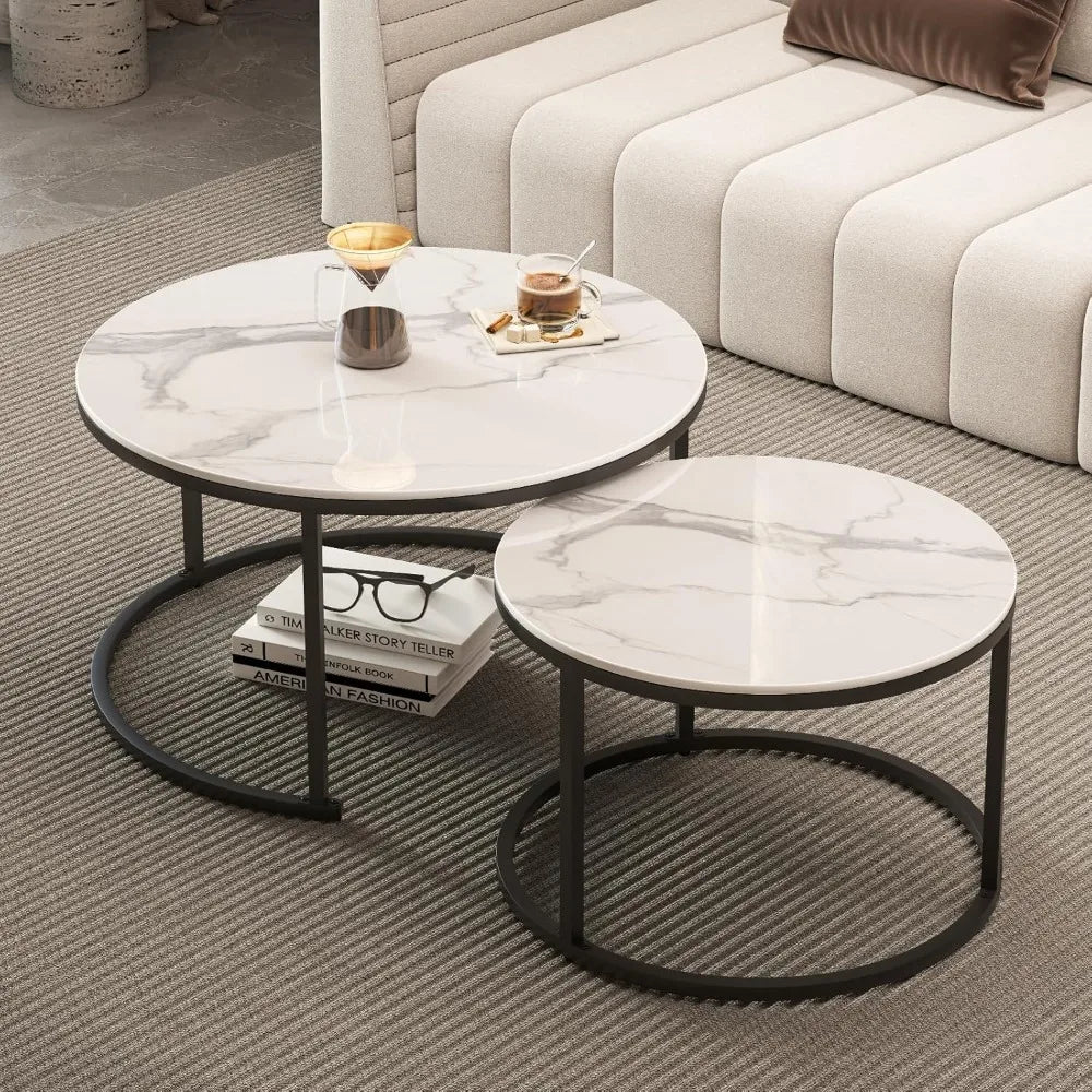 Round Sintered Stone Nesting Coffee Table
