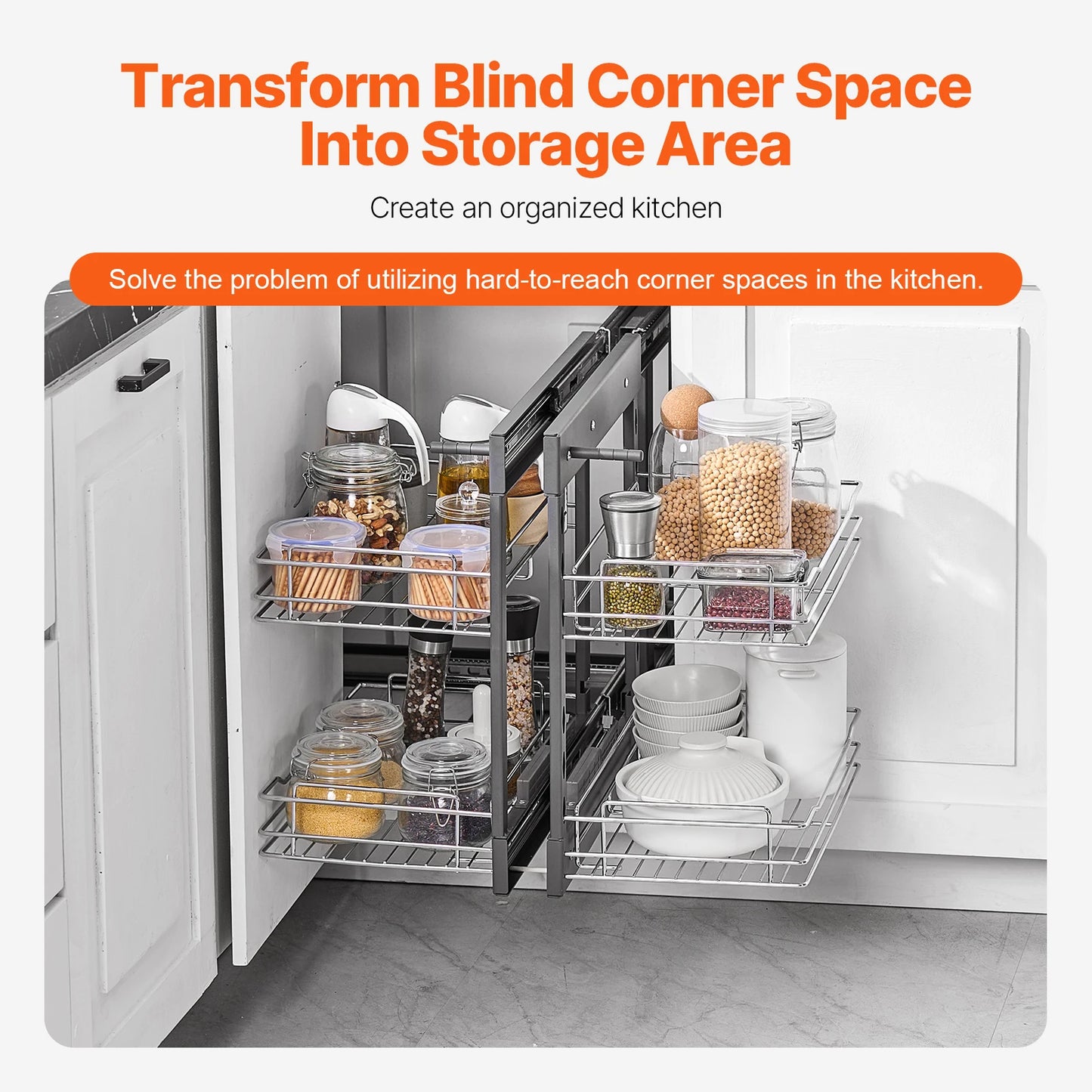 15"W Opening Blind Corner Pull Out Organizer