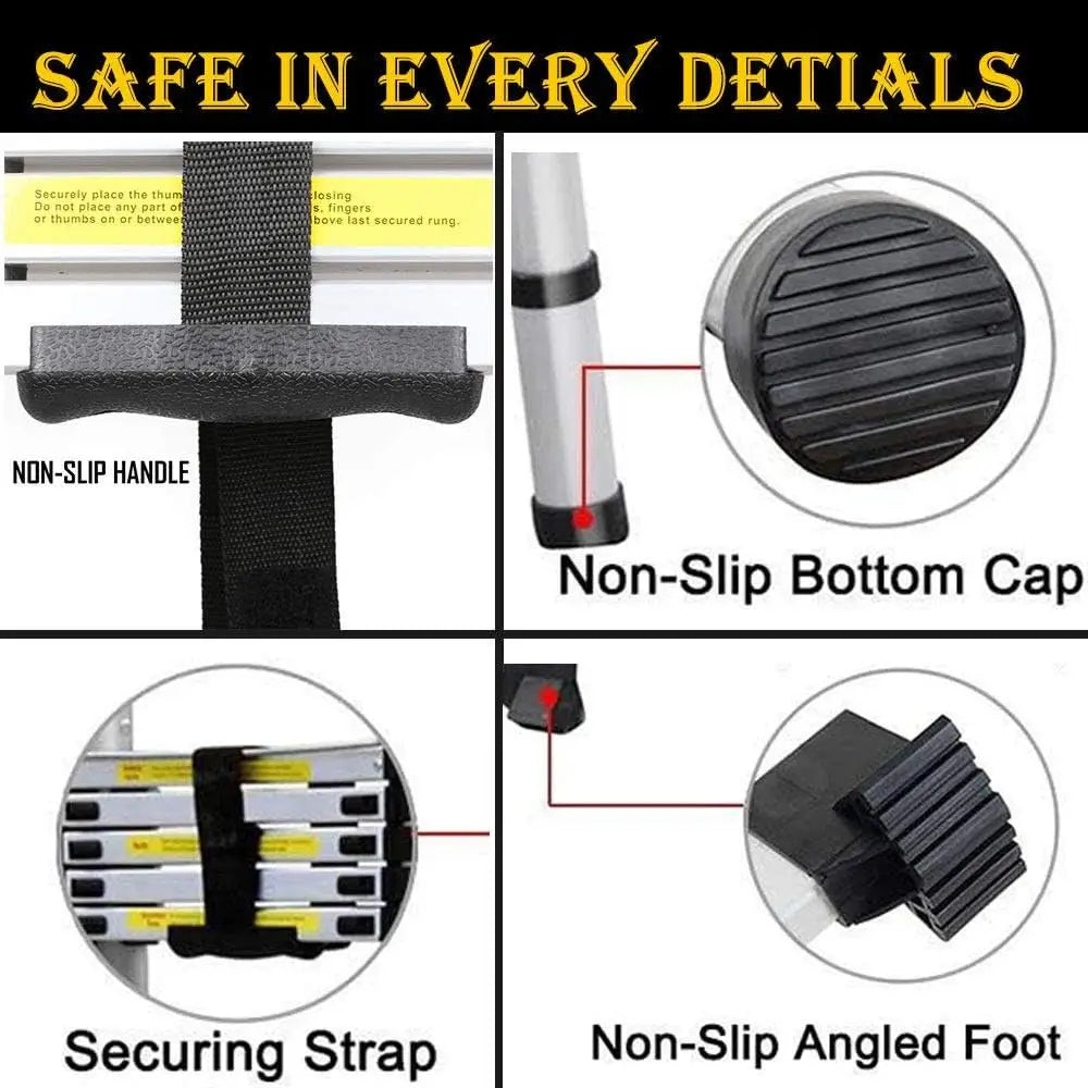 16.5ft Telescoping Ladder A-Frame Extension Portable Aluminum Telescoping 16 Steps Ladder EN131 Certified 330lb Load