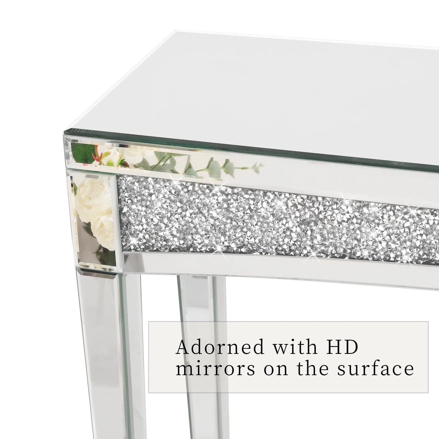 47.2" Mirrored Desk Silver Console Table