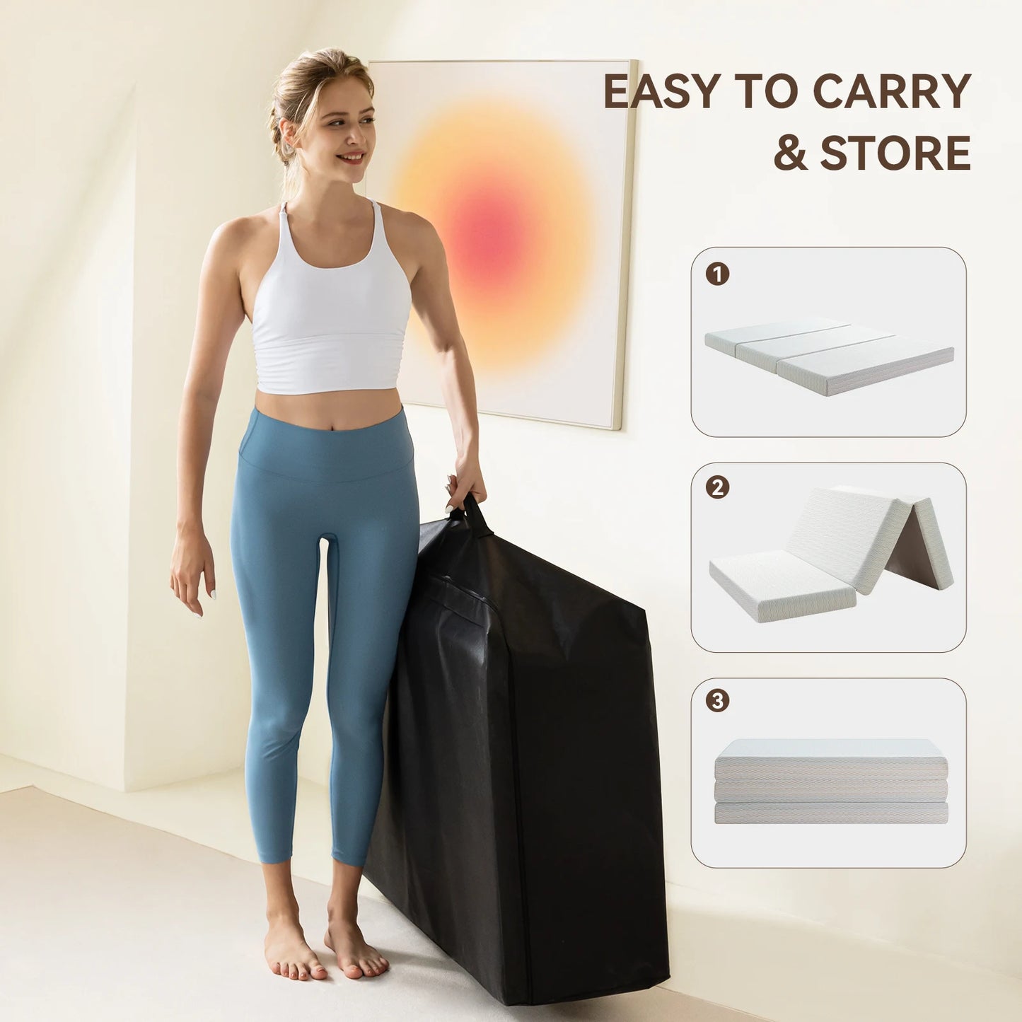 1 PC Tri Fold Memory Foam Mattress