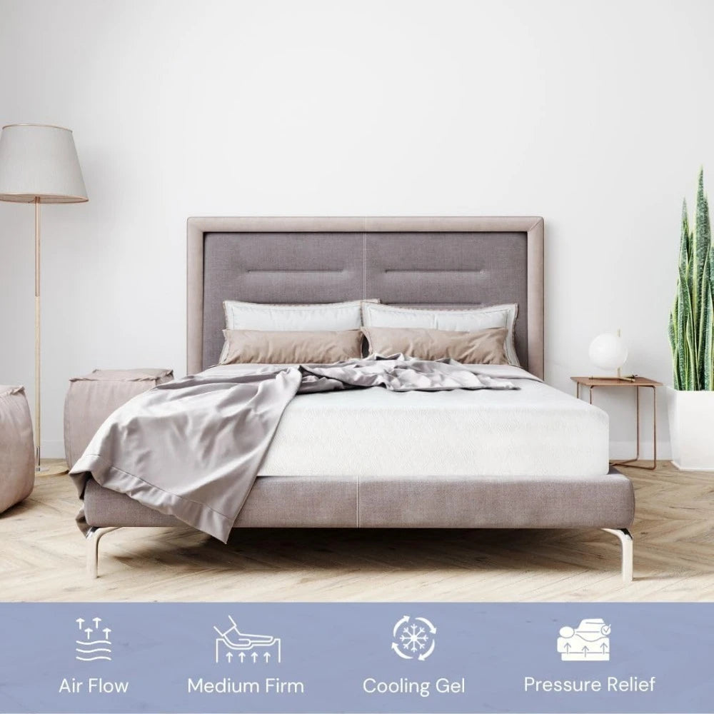 8” Gel Memory Foam Mattress, Bed in a Box/Medium Firm/Breathable Cooling-Gel Comfort Technology/Pressure Relief/Comfy Support