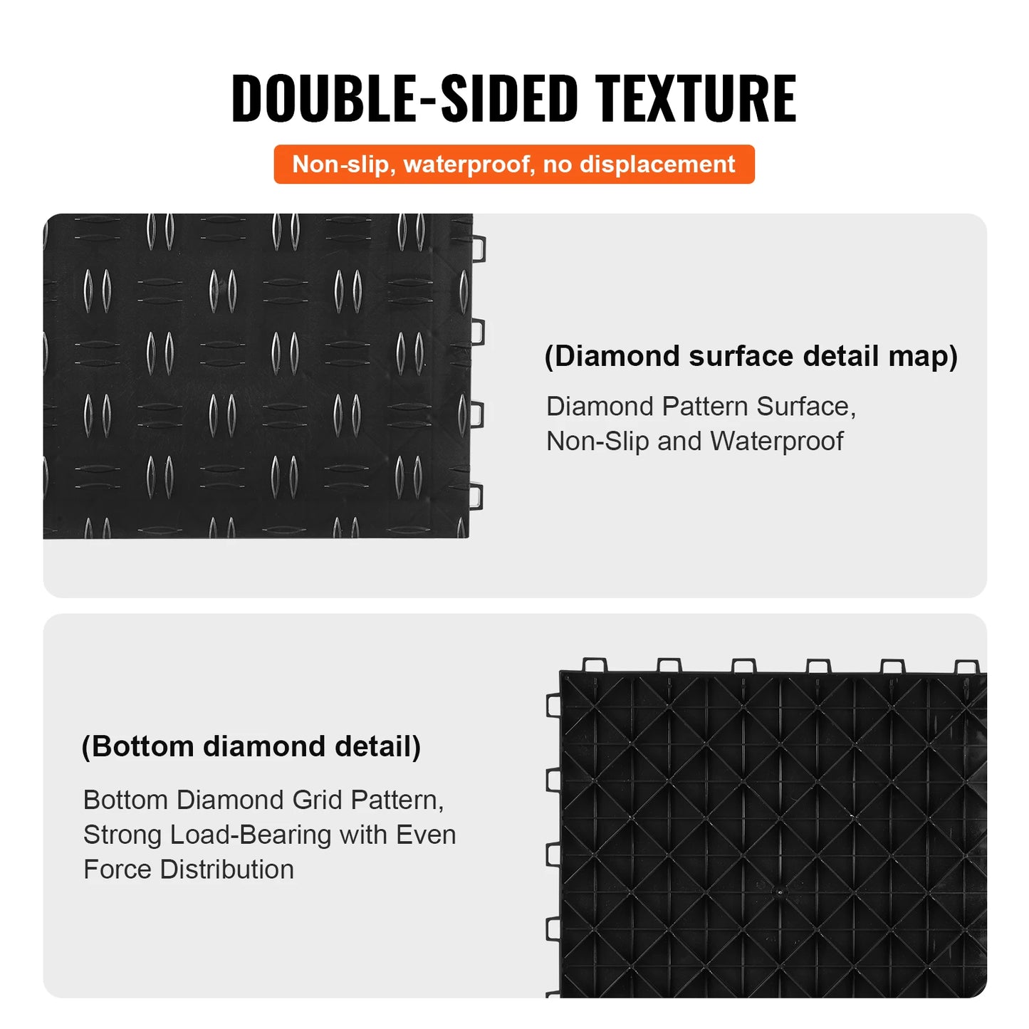 Garage Tiles Interlocking 12in 25/50Pcs Garage Floor Covering Tiles Non-Slip Double-Sided Texture for Garages Repair Shops