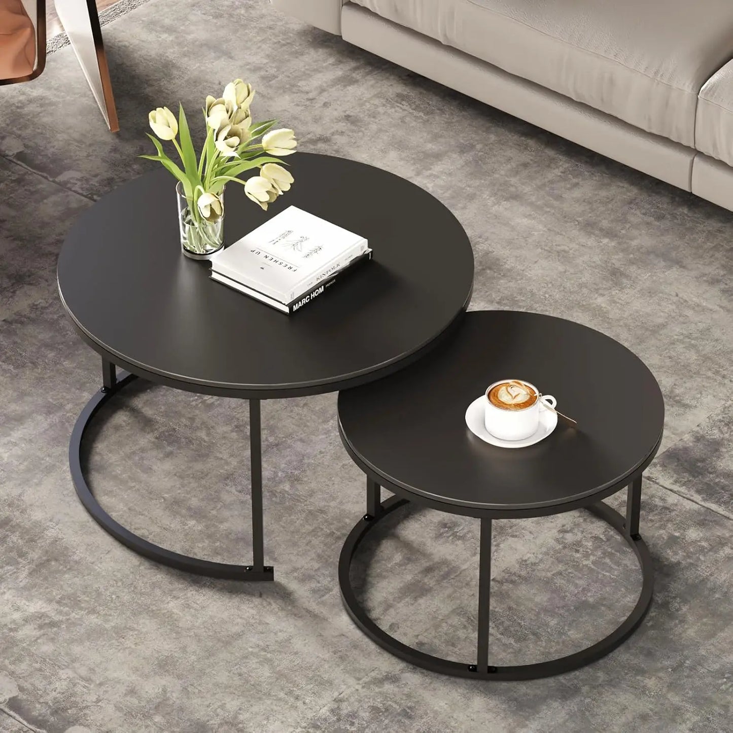 Round Sintered Stone Nesting Coffee Table