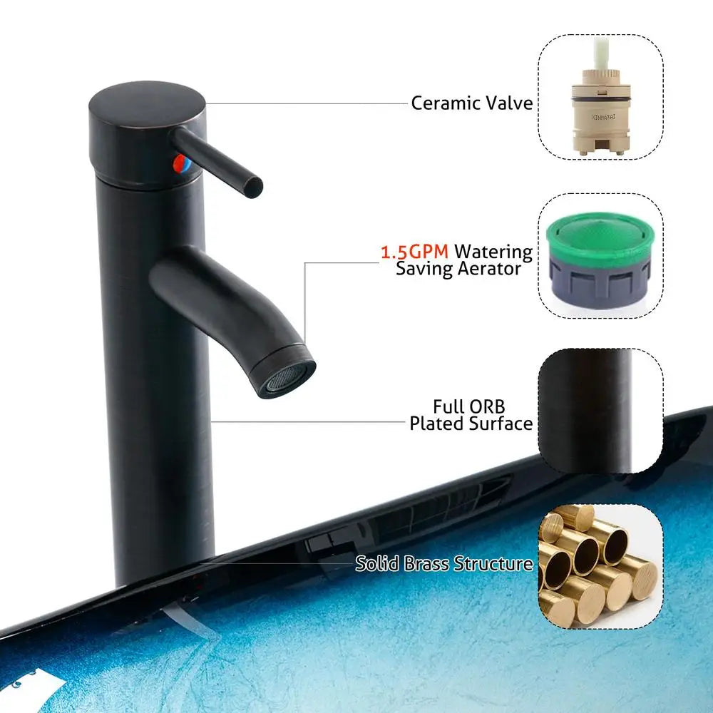 Modern Artistic Blue Boat Tempered Glass Sink