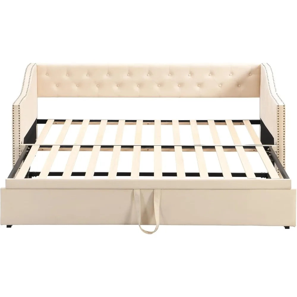 Twin Size Upholstered Daybed w/Pop Up Trundle