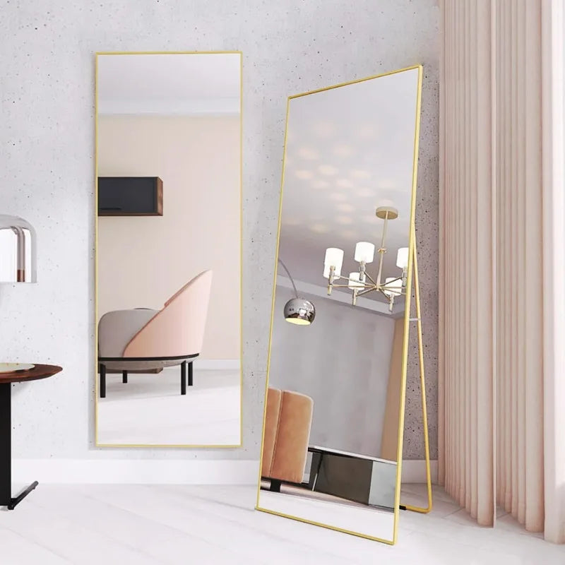 Alloy Frame Full Length Mirror Free Standing Hanging or Leaning Floor Wall Mounted Body Mirror for Living Room Bedroom,65" X 24"