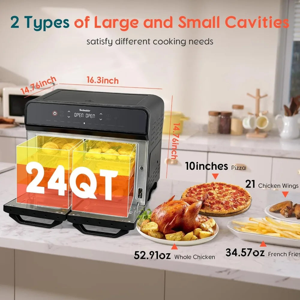 Dual Zone Air Fryer Oven With Rotisserie