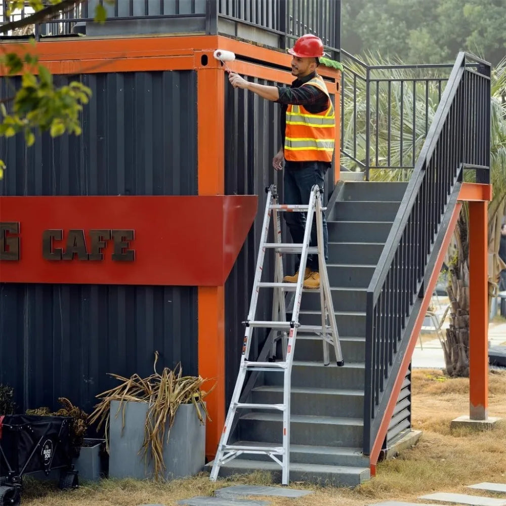 17 Ft Aluminum Step Ladder A-Frame