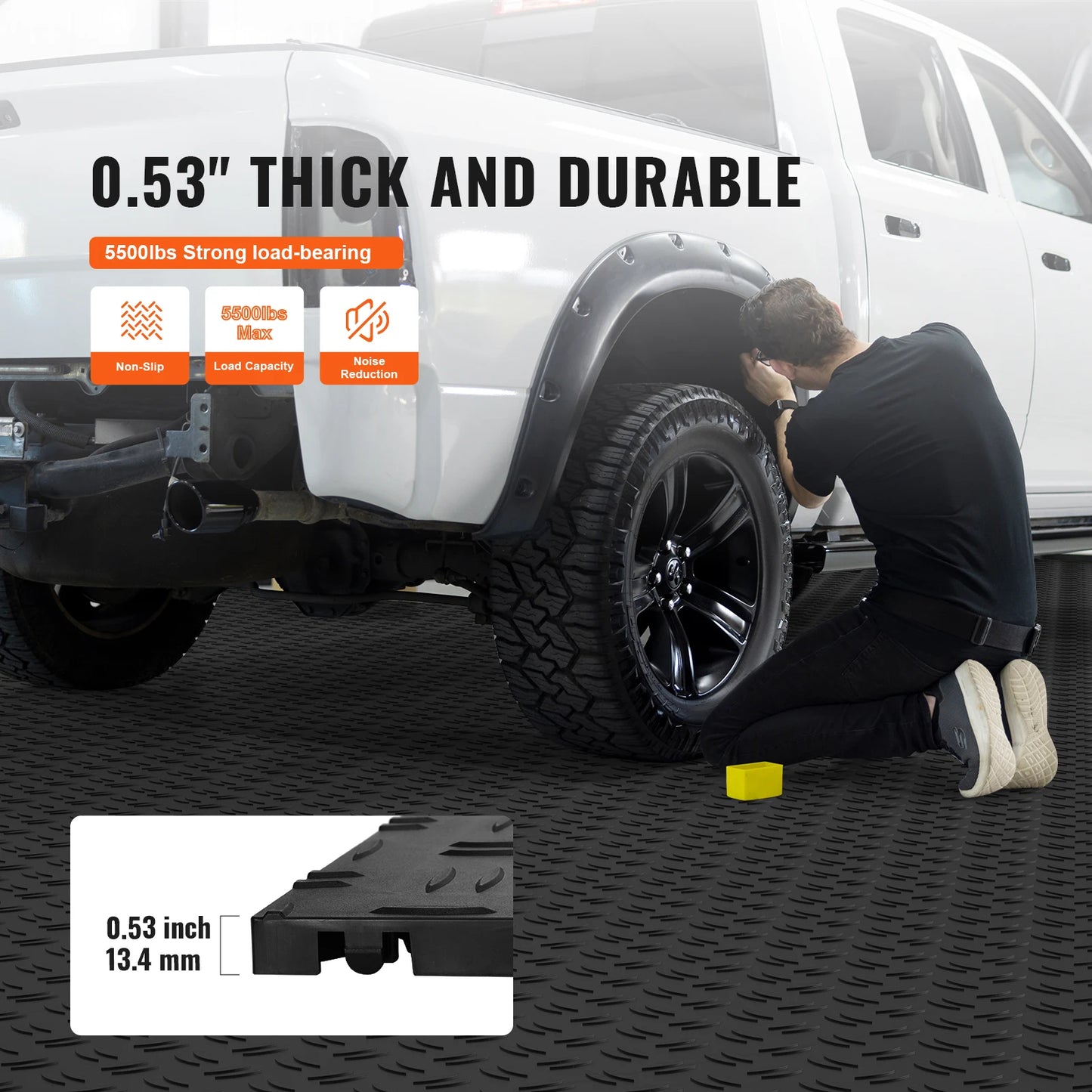 Garage Tiles Interlocking 12in 25/50Pcs Garage Floor Covering Tiles Non-Slip Double-Sided Texture for Garages Repair Shops