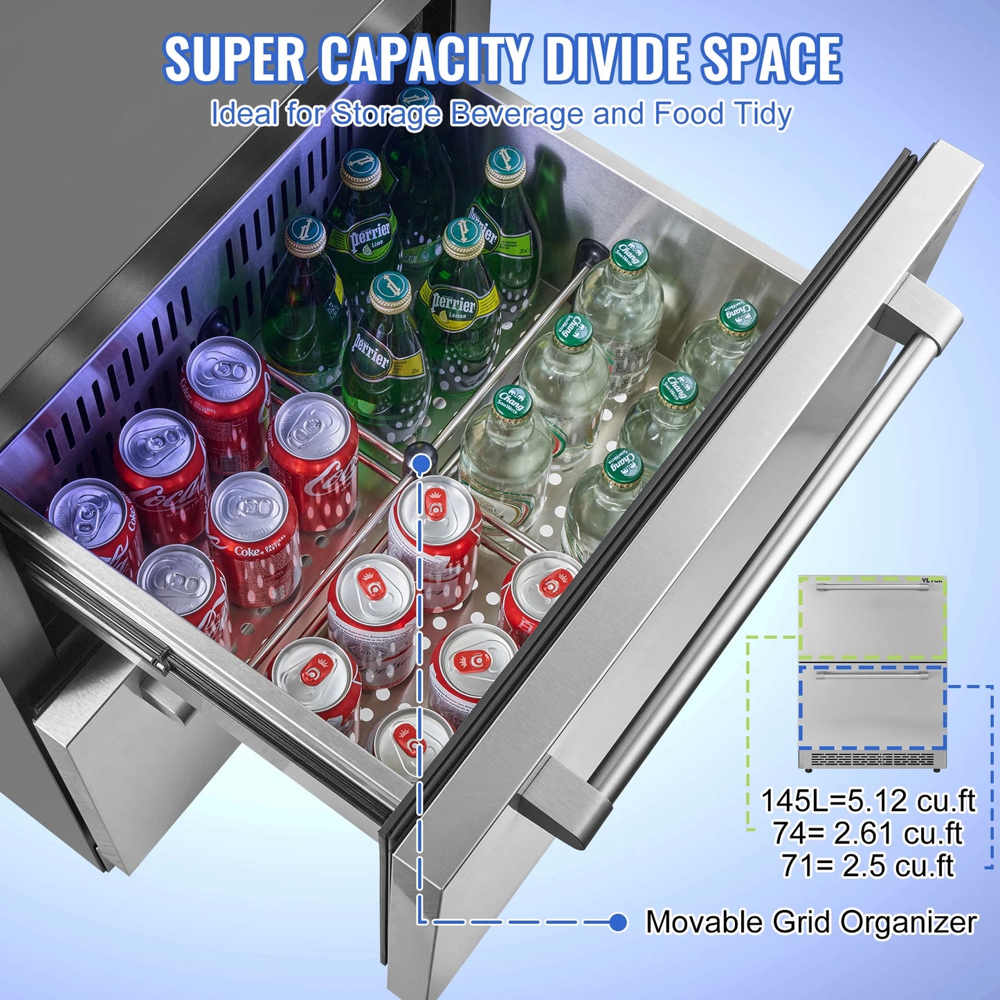 24 inch Undercounter Refrigerator 2 Drawer