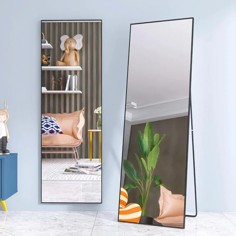 Alloy Frame Full Length Mirror Free Standing Hanging or Leaning Floor Wall Mounted Body Mirror for Living Room Bedroom,65" X 24"