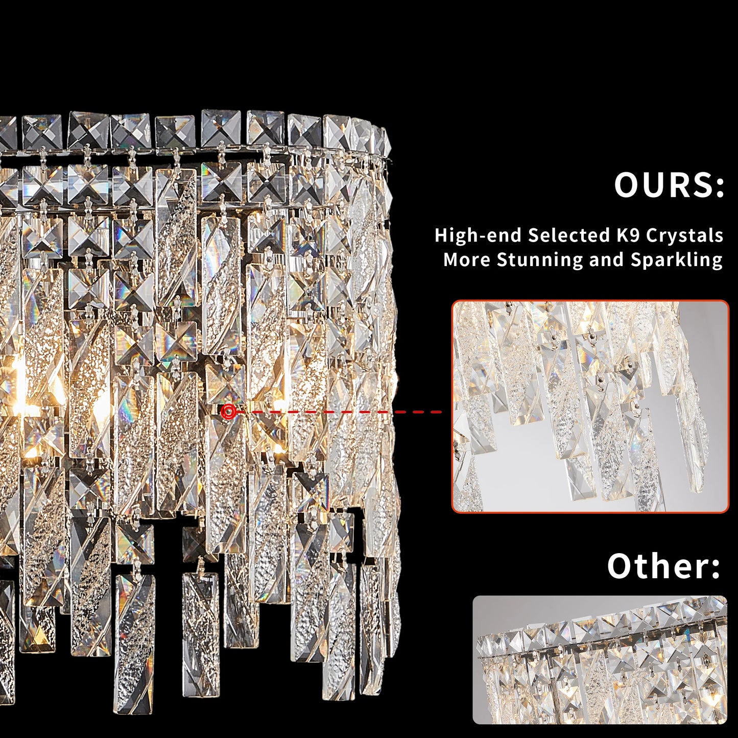 35“ Modern Crystal Chandelier Pendant Light