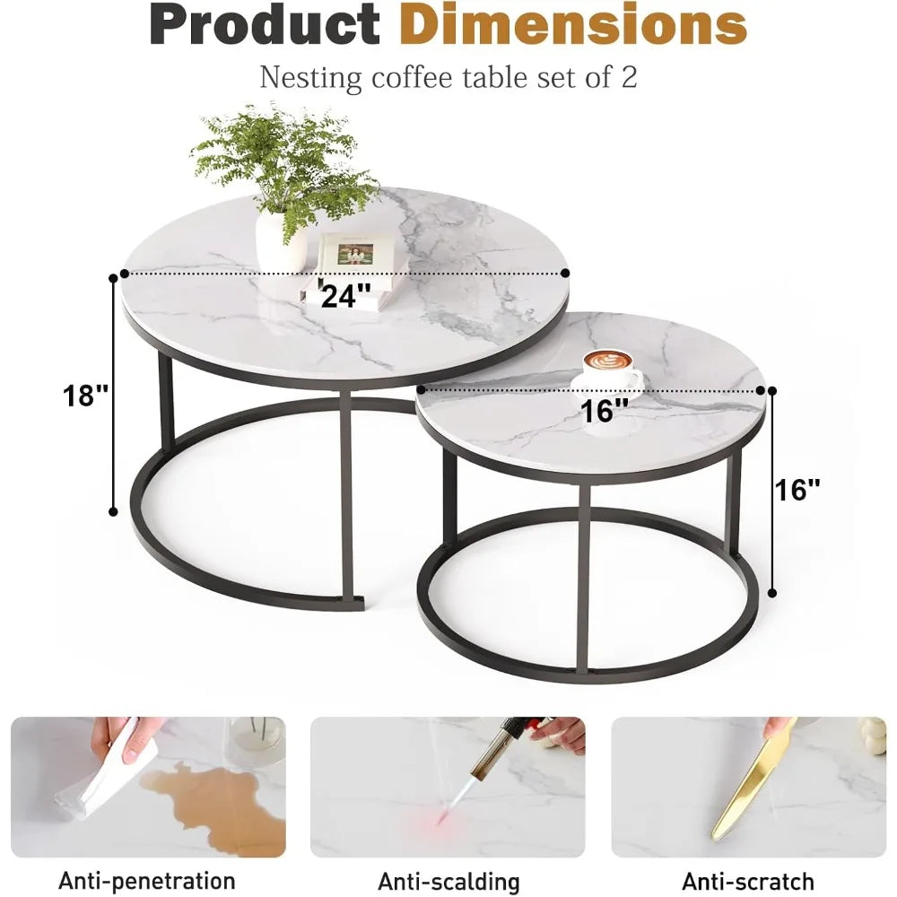 Round Sintered Stone Nesting Coffee Table