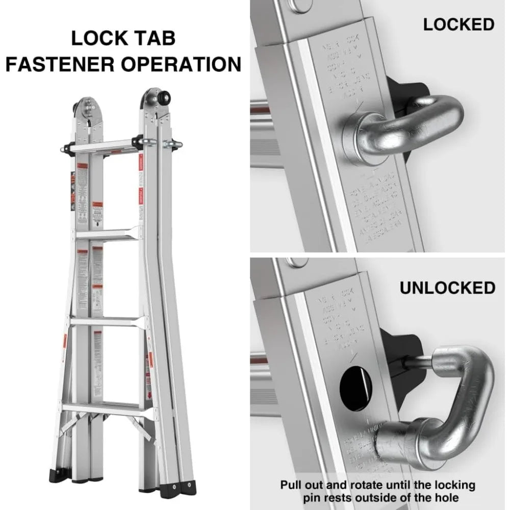 17 Ft Aluminum Step Ladder A-Frame
