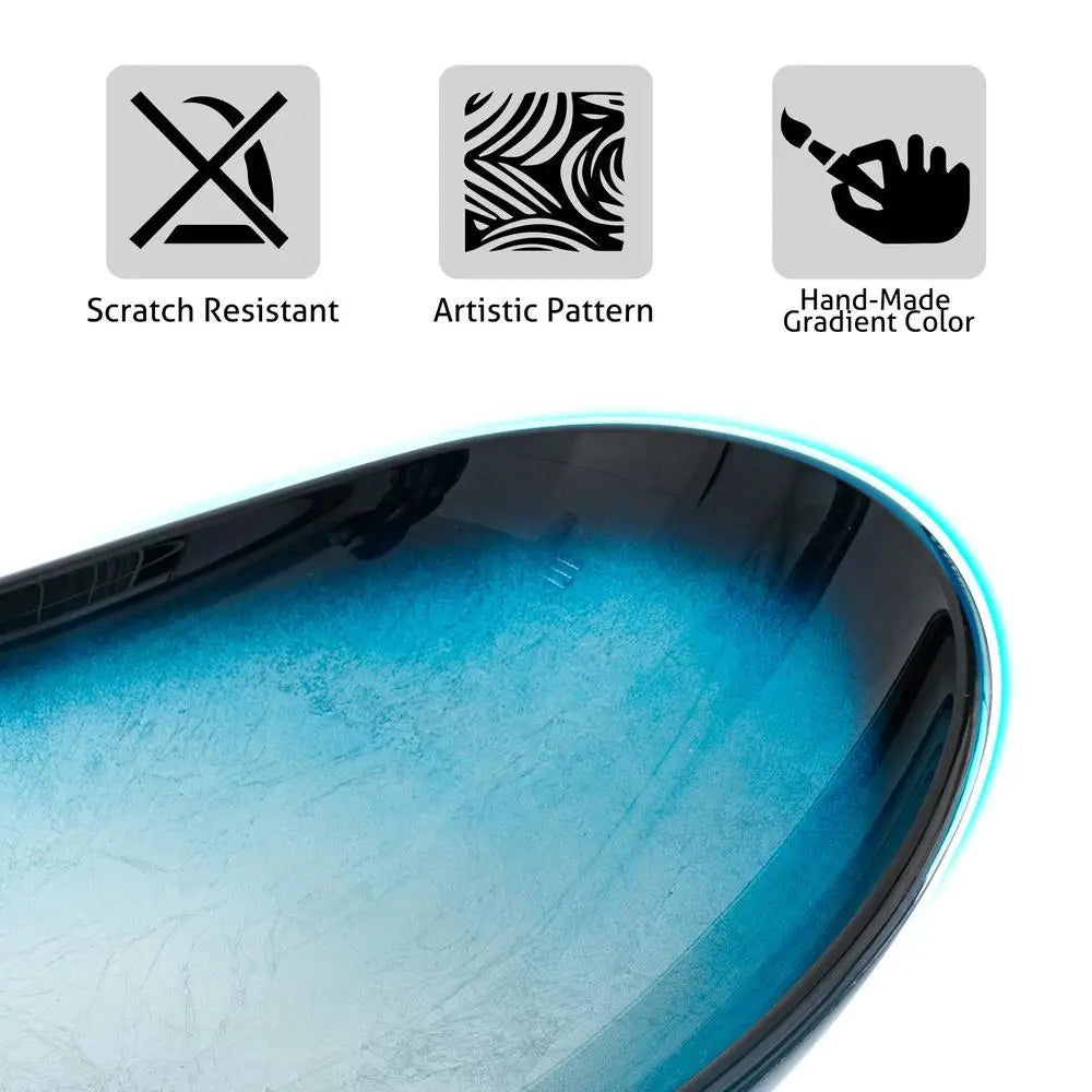 Modern Artistic Blue Boat Tempered Glass Sink