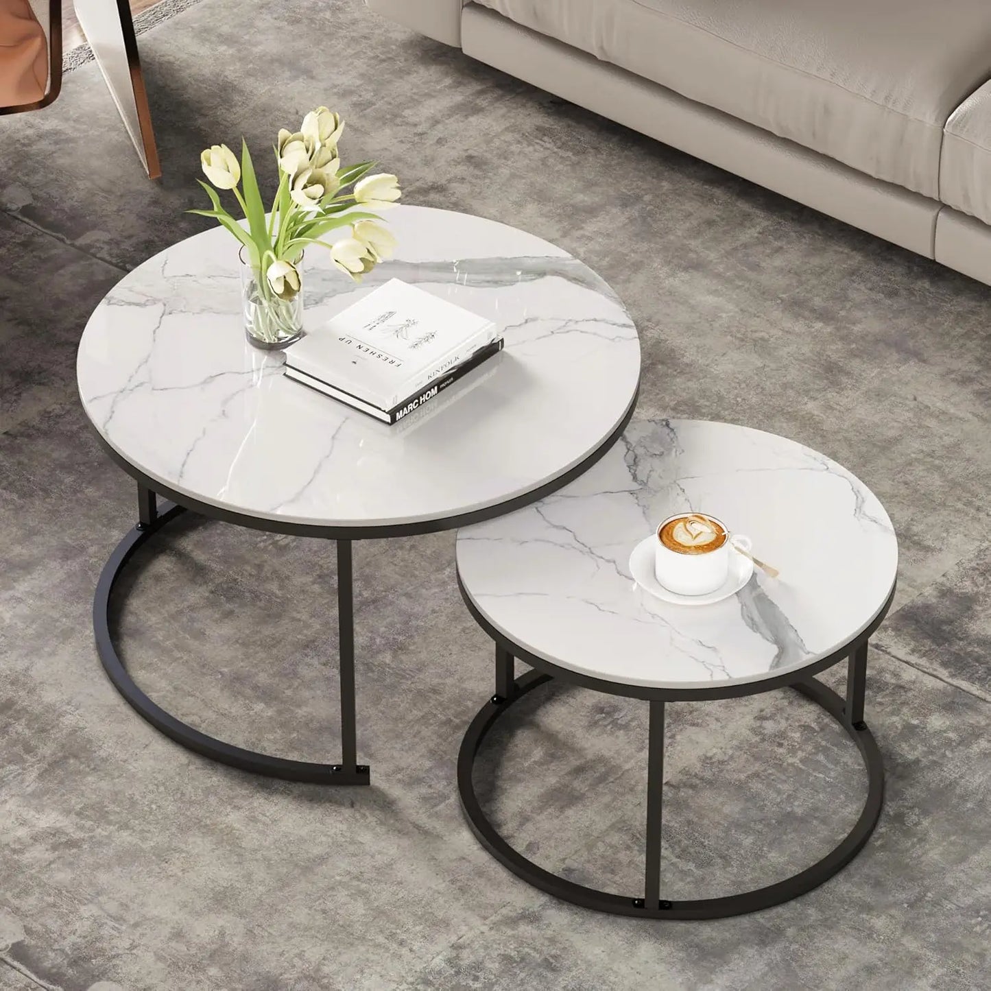Round Sintered Stone Nesting Coffee Table