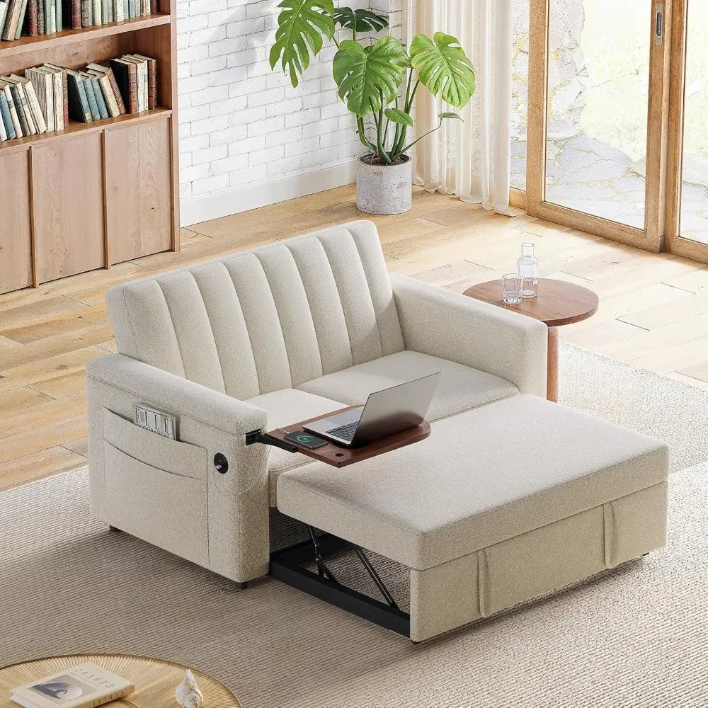 Sleeper Sofa,3-in-1 Convertible Sofa Bed,68' Couches for Living Room with USB & Side Pockets,Adjustable Backrest