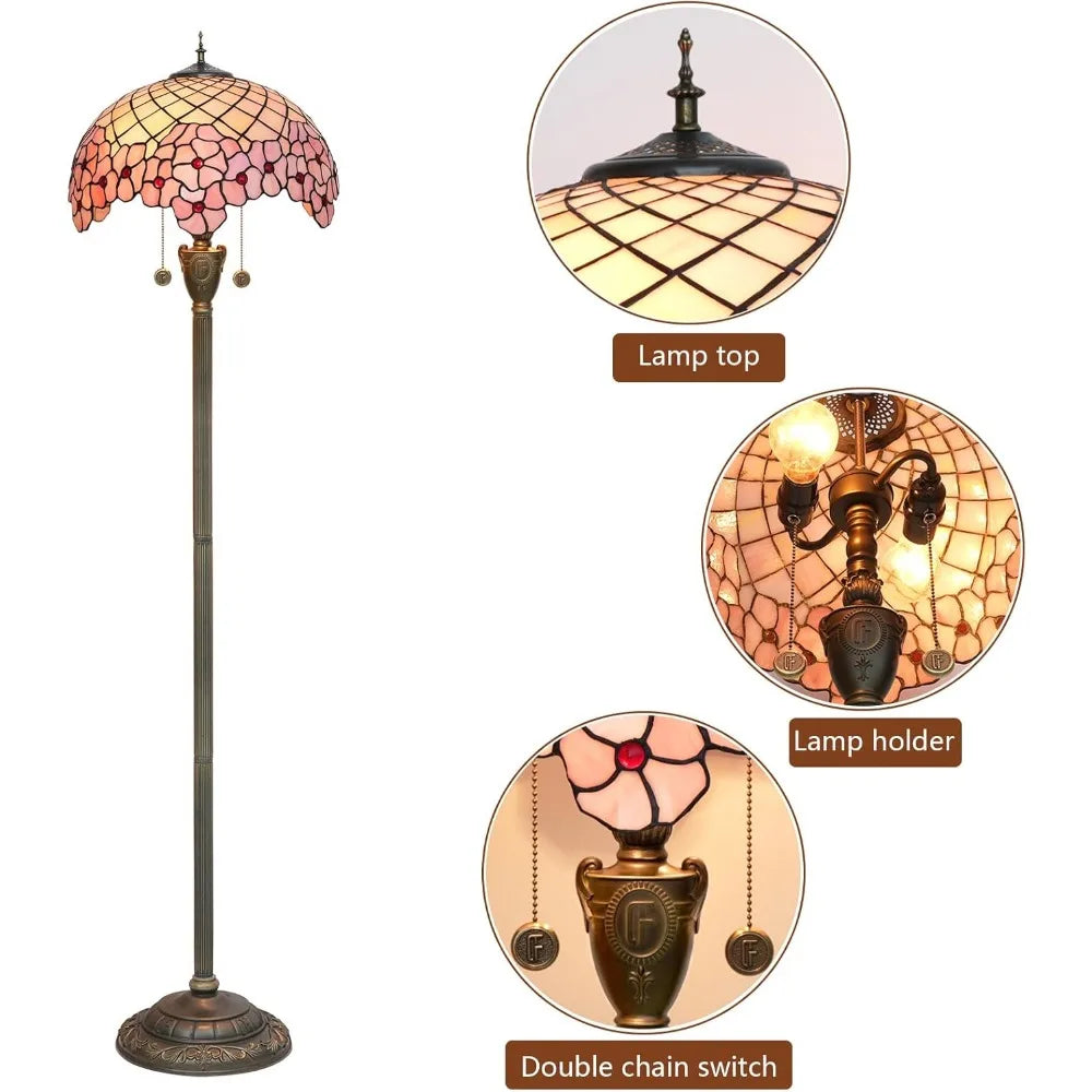 Tiffany Floor Lamp Cherry Blossom Stained Glass