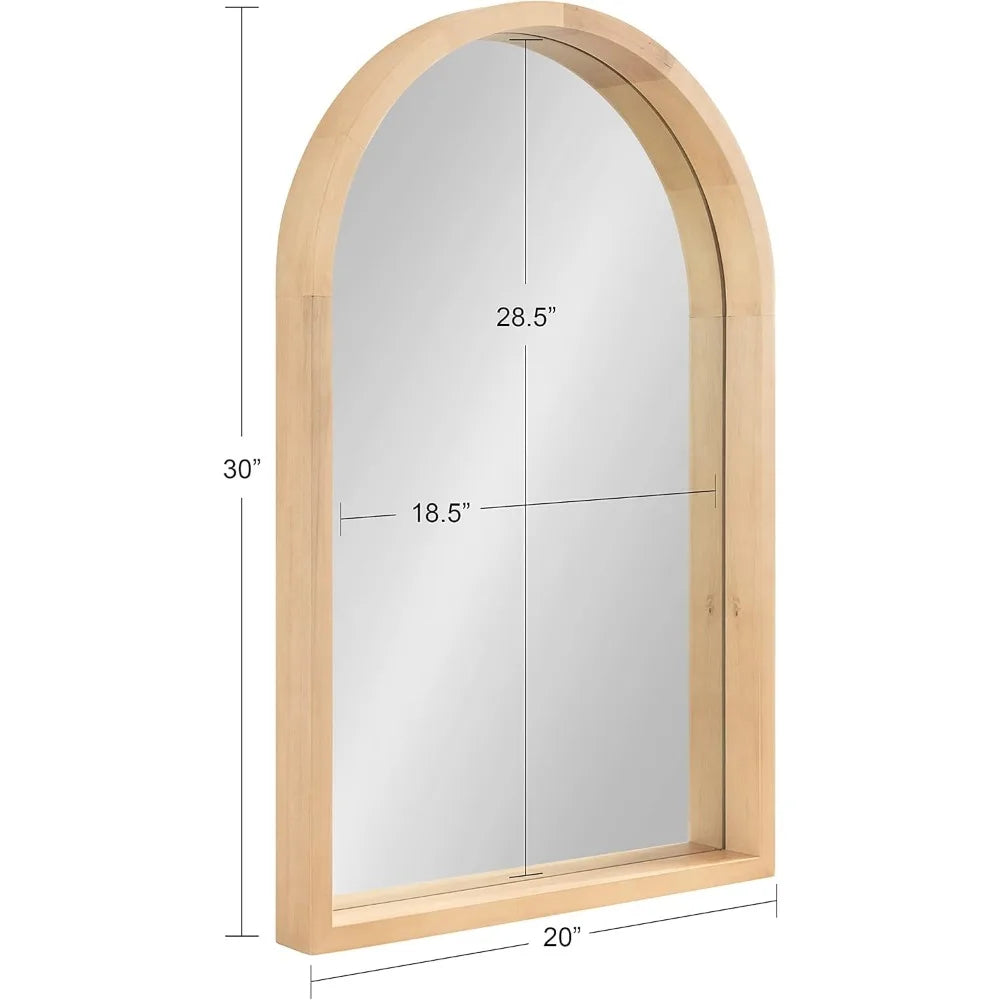 Farmhouse Natural Wood Arched Mirror