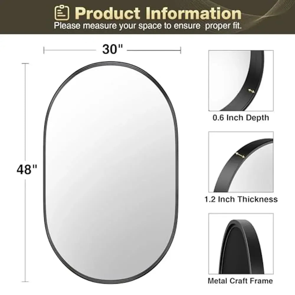 Black Oval Metal Framed Bathroom Vanity Mirrors