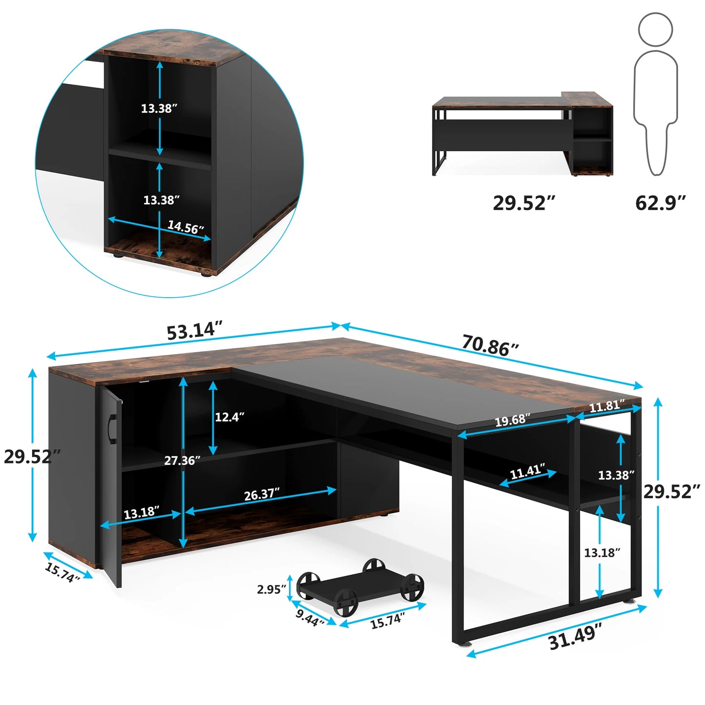 71 inch Executive Office Desk