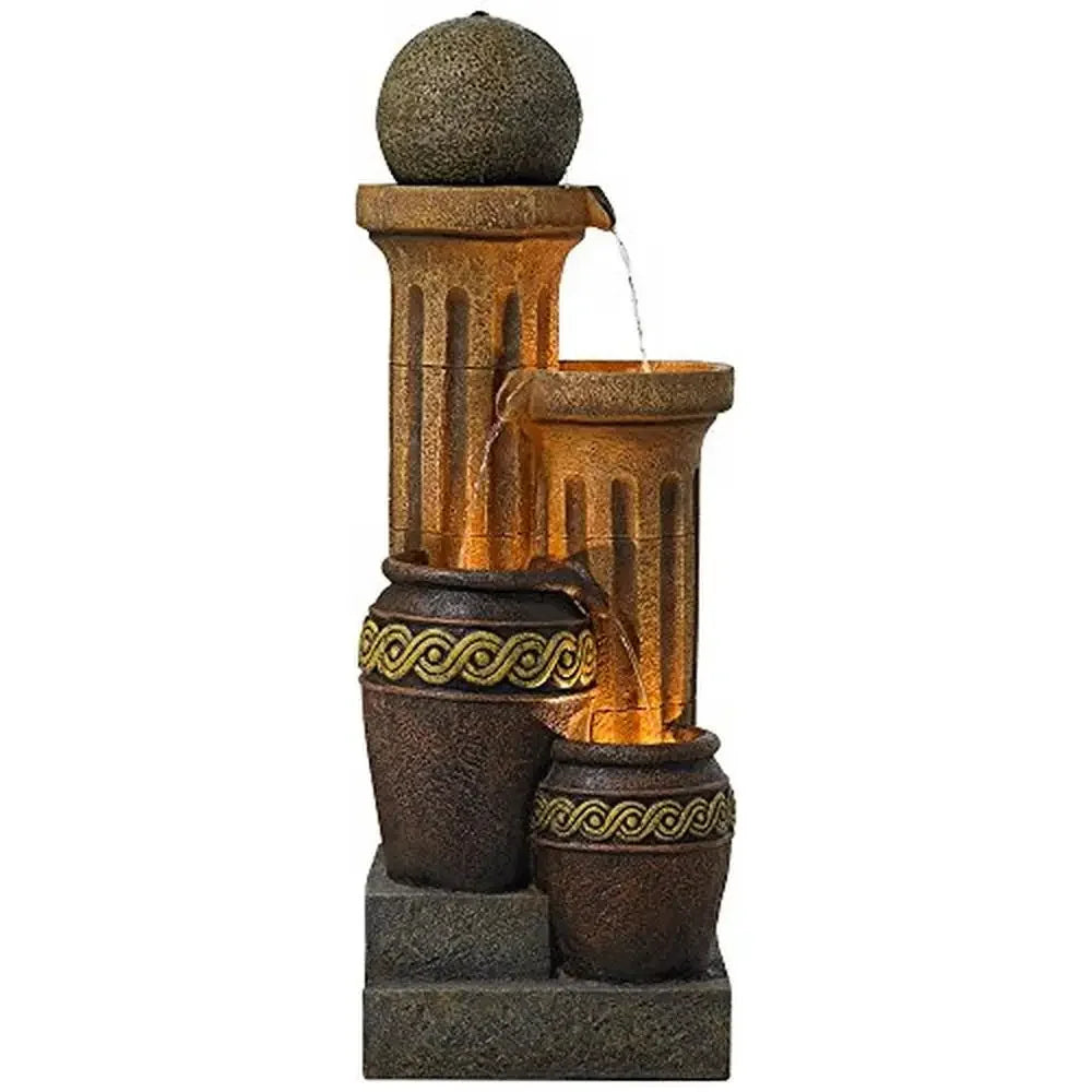 Rustic Sphere Jugs LED Water Fountain