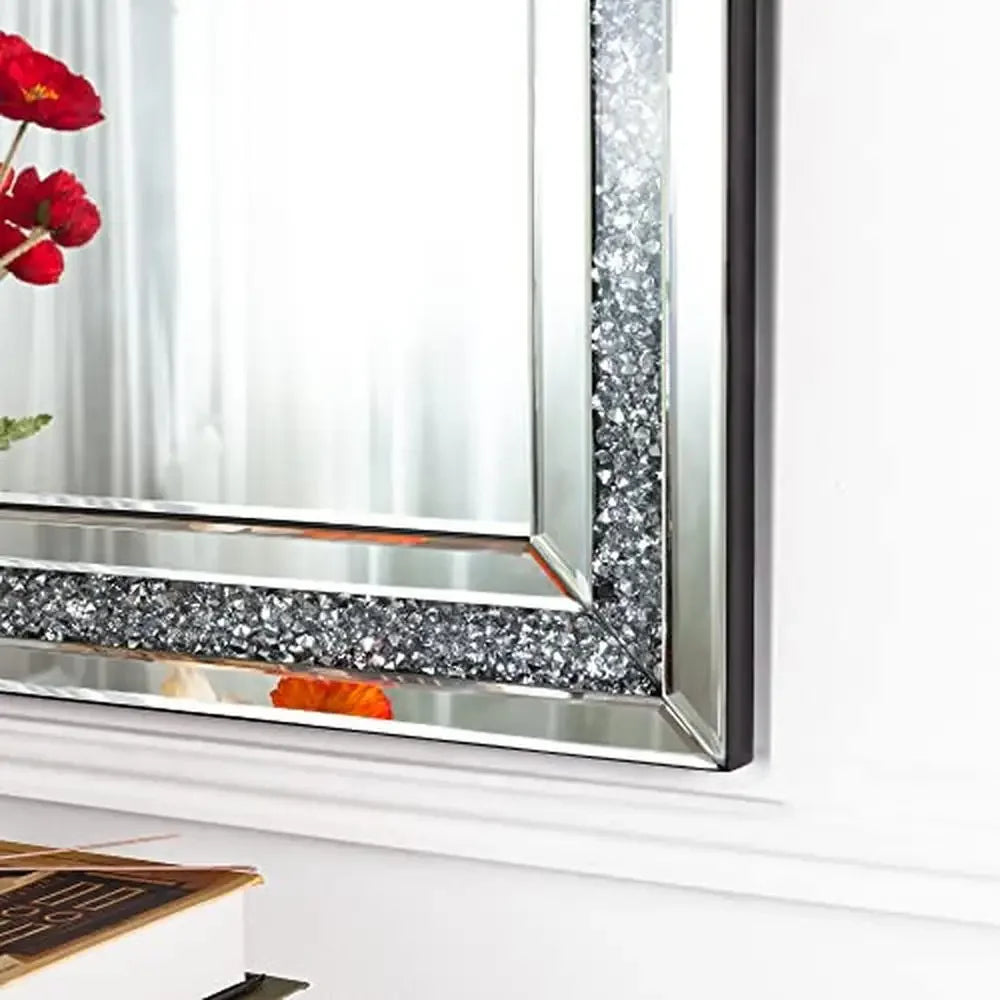 Crushed Diamond Beveled Wall Mirror Decor