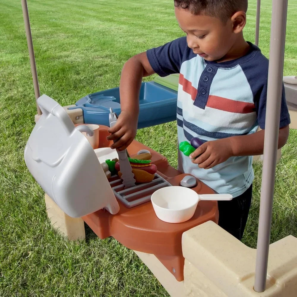 Kids Indoor-Outdoor Kitchen Playset w/ Canopy