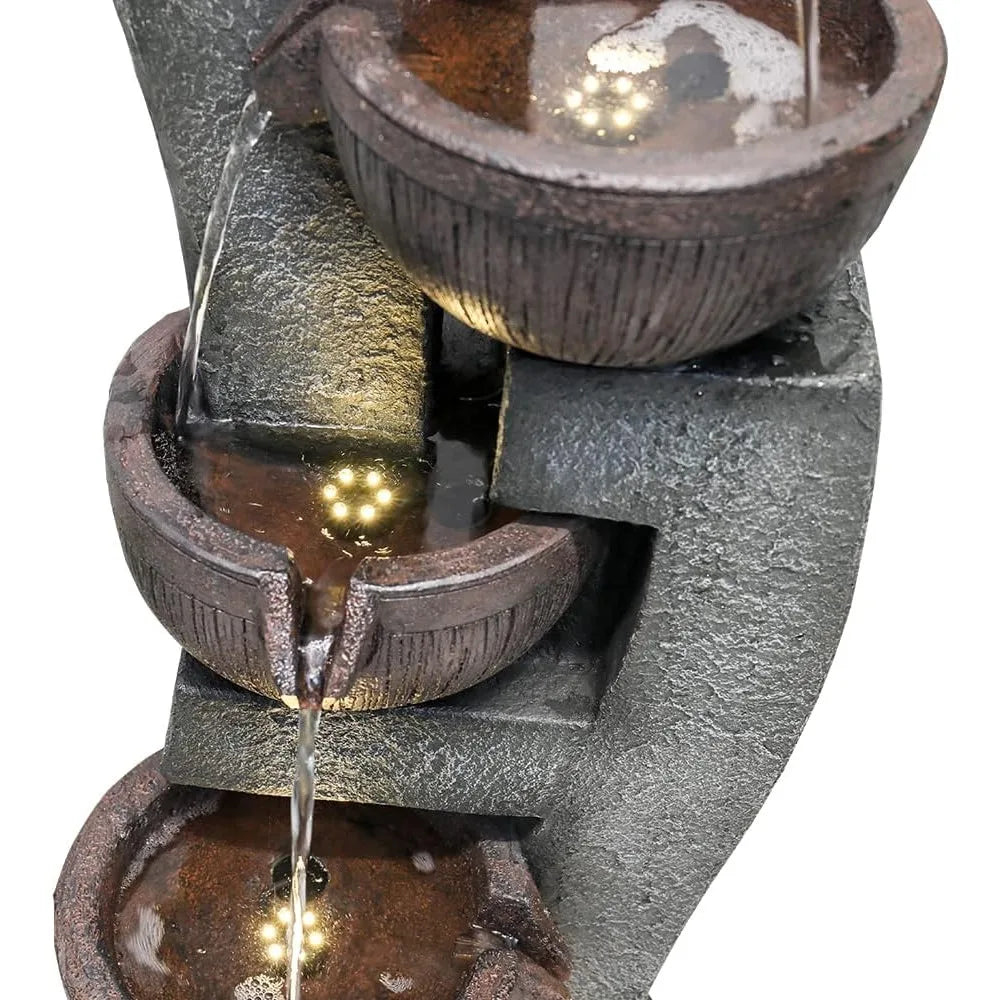 Fountain with LED Lights, Floor-Standing Waterfall