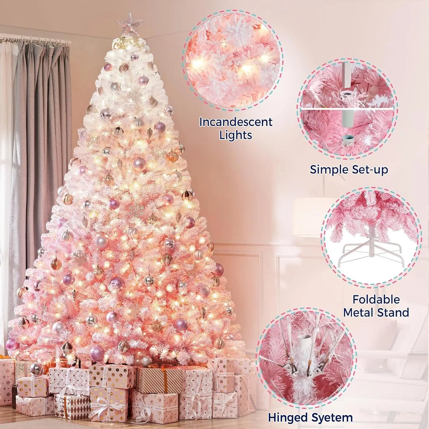 9ft Pre-lit Artificial Christmas Tree with 900 Incandescent