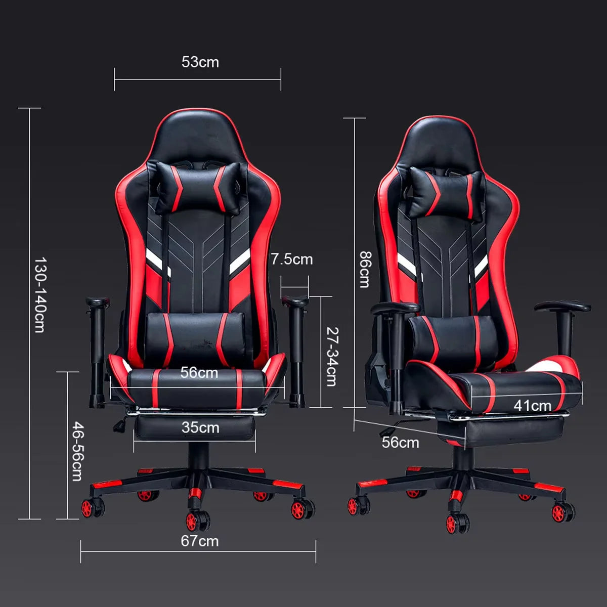 Massage Gaming Chair 7-Point Adjustable Seat Height