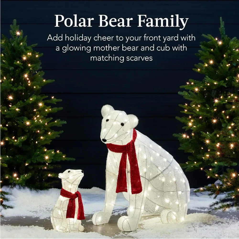 32 Inch 2-Piece Lighting Polar Bear Christmas Decoration