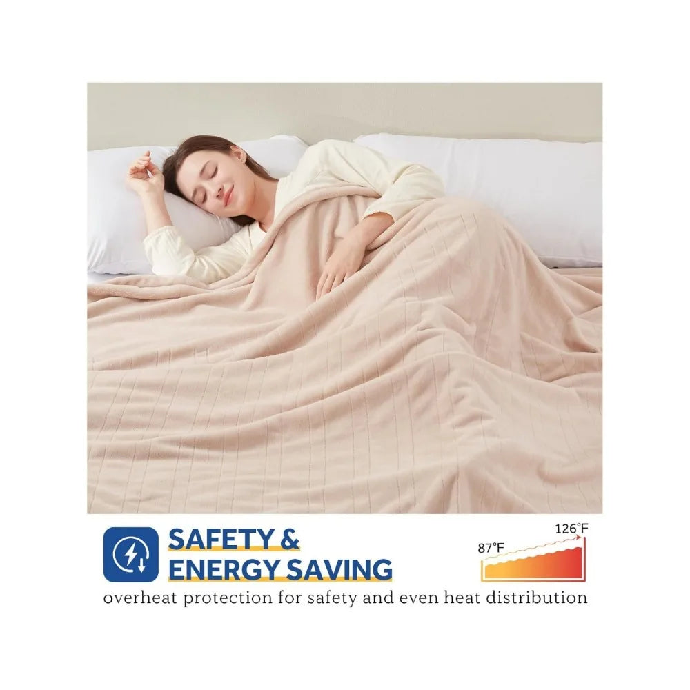 Electric Blanket King Size, Flannel Heated Blanket