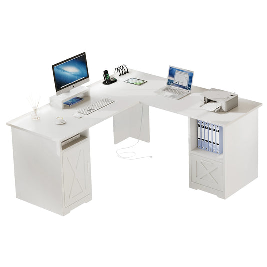 Executive Desk with File Cabinet, Outlets