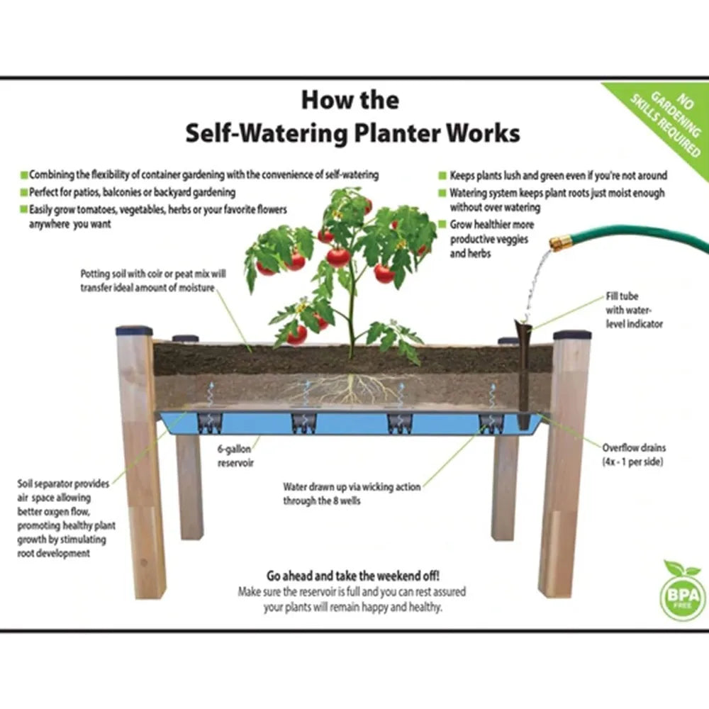 Self-Watering Elevated Cedar Garden Greenhouse