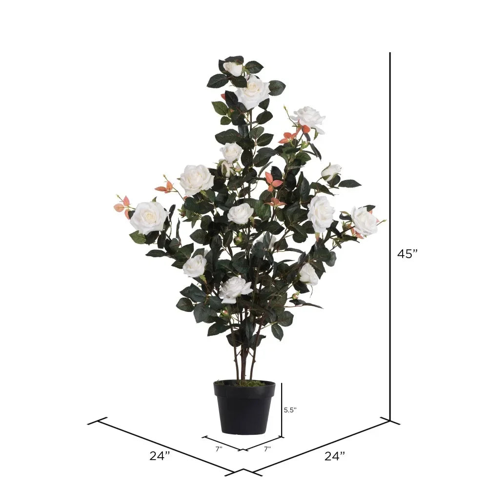 Artificial White Rose Plant In Pot