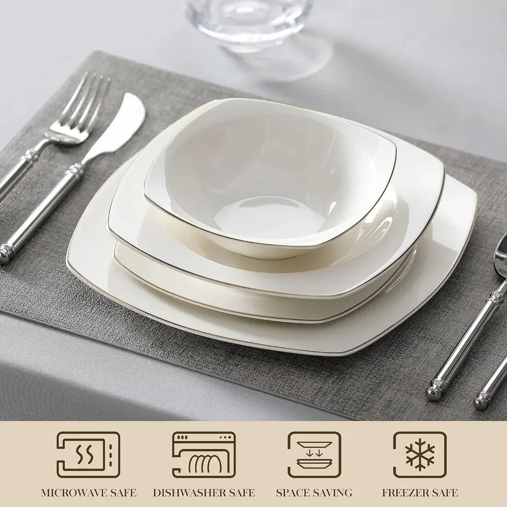 32 Piece Set of Gold-Edged Bone China