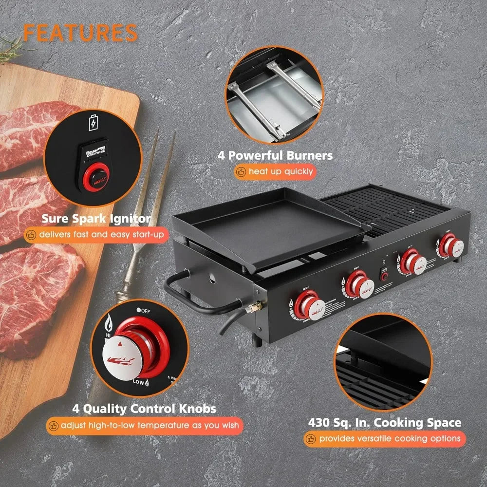 4-Burner Tailgater Grill Griddle Combo