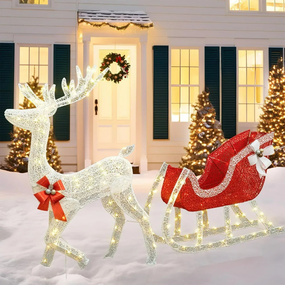 Christmas Decoration Reindeer and Sled Set