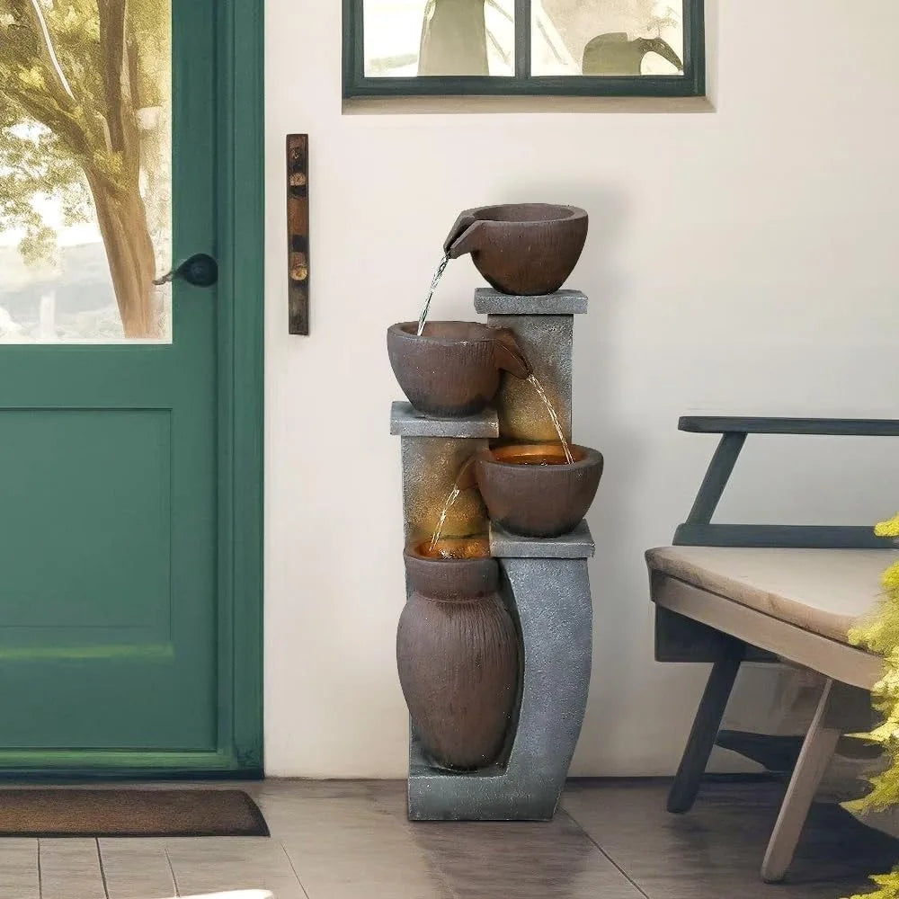 4 Tier Free Standing Outdoor Water Fountains