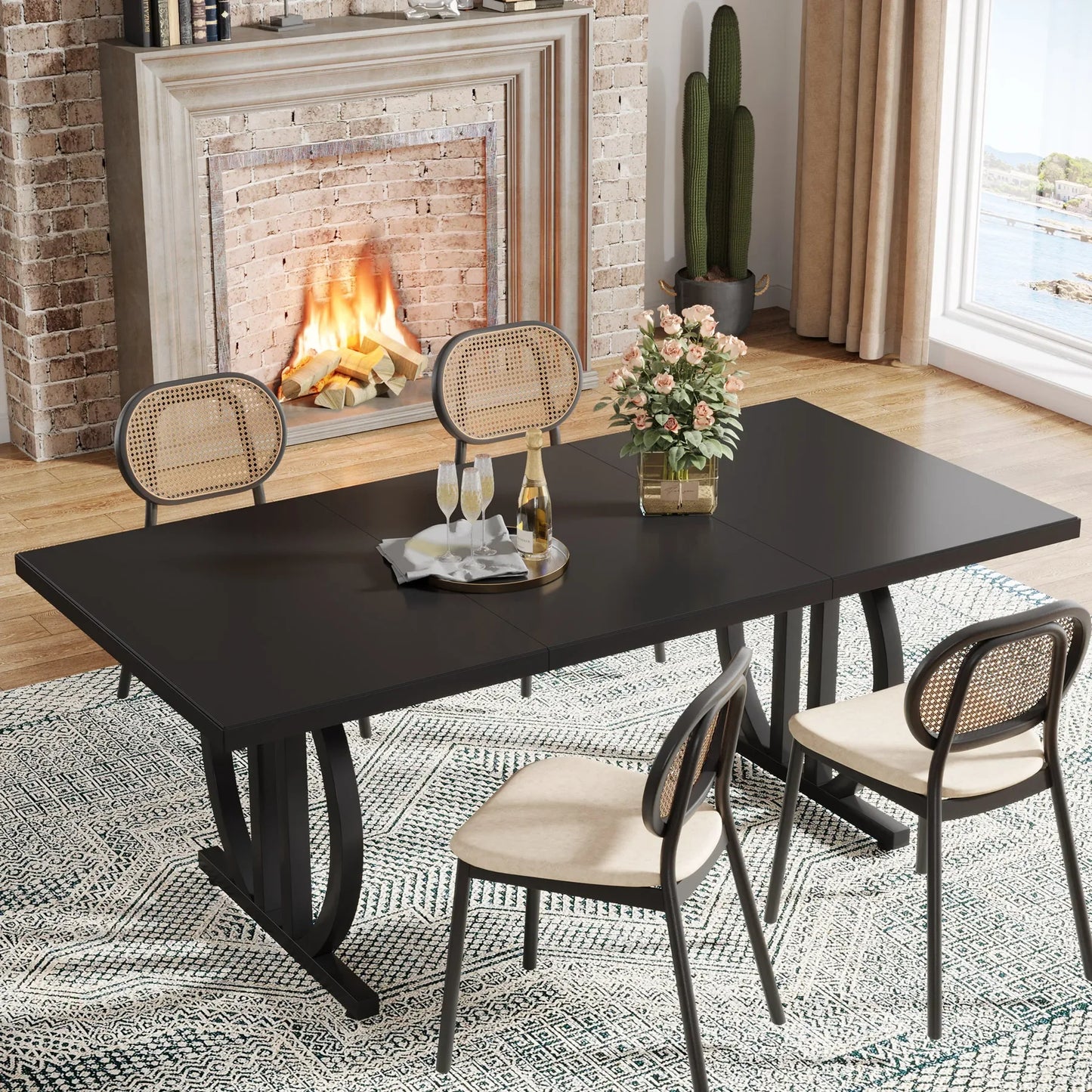 Dining Table for 4-6 People Modern Industrial