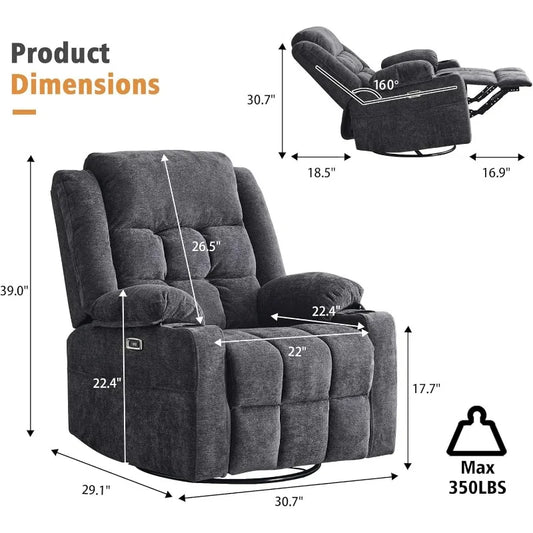 Power Swivel Rocker Recliner Massage Chair