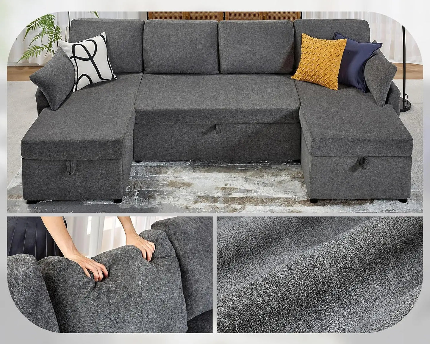 Sleeper Sofa 110 inch Oversize Bed Sectional