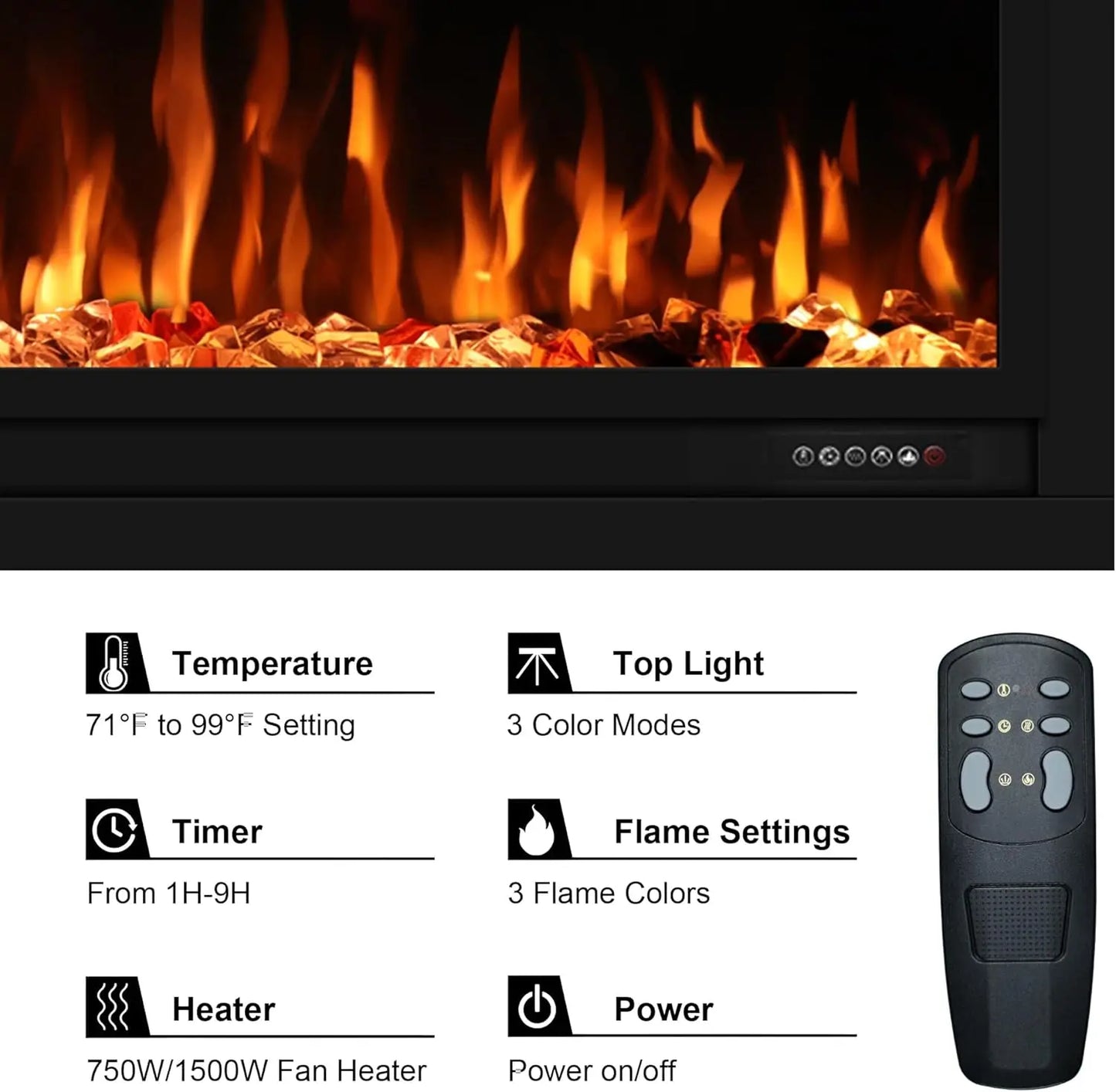 Wall Mounted Electric Fireplaces Heater/Flame Colors