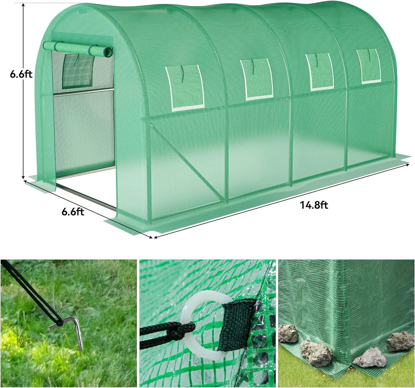 15x6.5x6.5ft Greenhouse w/ Watering System Heavy Duty Kit