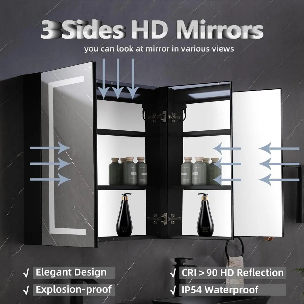 Black Bathroom Medicine Cabinets with Lights