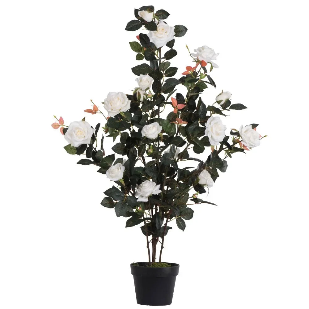 Artificial White Rose Plant In Pot